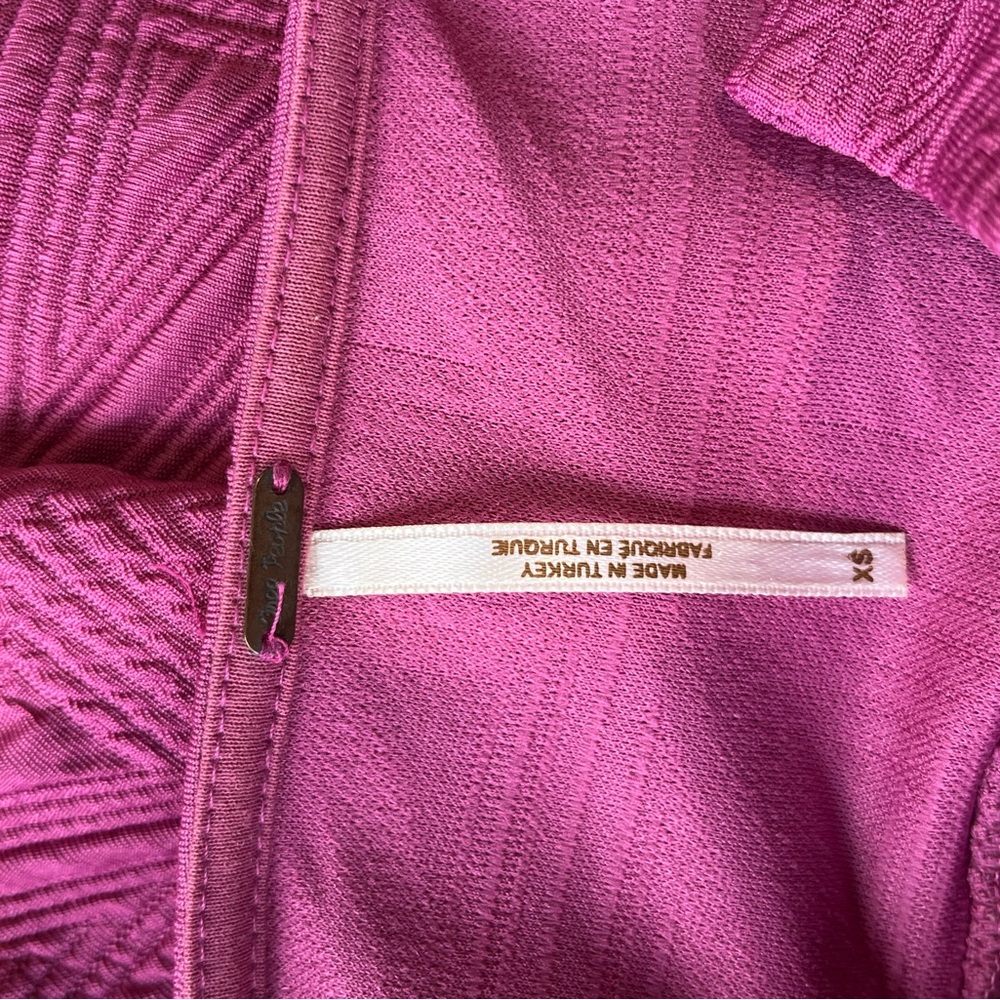 Free People Fuchsia Puff-sleeve Mini Dress XS | “Plum Lily” - Picture 5 of 8